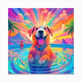 Dog In The Pool Canvas Print