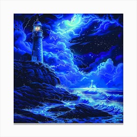 Lighthouse At Night 1 Canvas Print