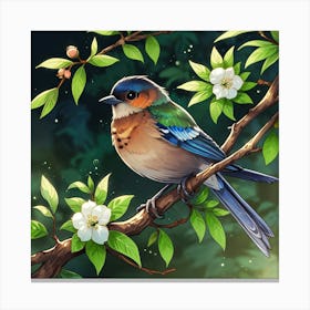 Bird On A Branch 1 Canvas Print