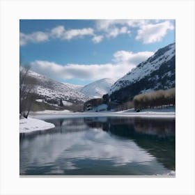 Snowy Mountain Lake Canvas Print