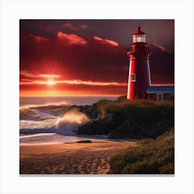 Lighthouse At Sunset 27 Canvas Print