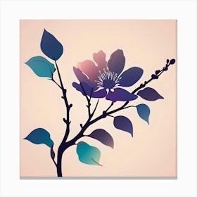 Purple and Turquoise Flower on Beige Background Canvas Print