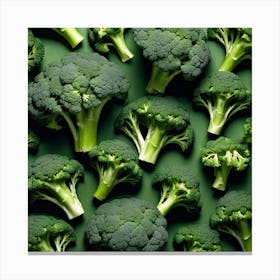 Broccoli On Green Background Canvas Print