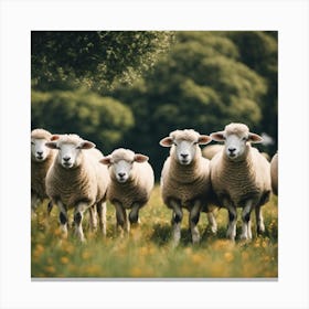Sheep In A Field 4 Canvas Print