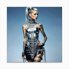 Sexy Woman In Silver Outfit Canvas Print