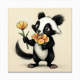 Panda Bear With Flowers Canvas Print