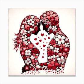 Couple In Love With Flowers Canvas Print
