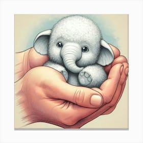Little Elephant In Hands Canvas Print