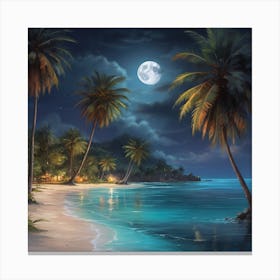 Beach At Night Canvas Print