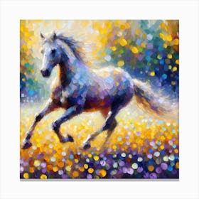 White Horse In A Field Canvas Print