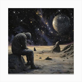 Man Sitting Alone In Space Canvas Print