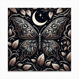 Butterfly And Moon Canvas Print