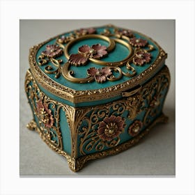 Blue And Gold Jewelry Box Canvas Print