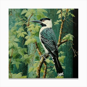 Ohara Koson Inspired Bird Painting Woodpecker 3 Square Canvas Print