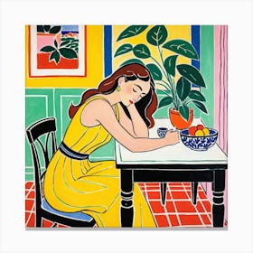 Woman At The Table 10 Canvas Print