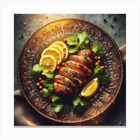 Grilled Chicken On A Plate Canvas Print