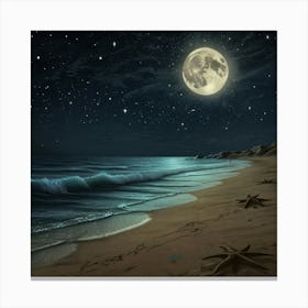 Full Moon On The Beach 2 Canvas Print