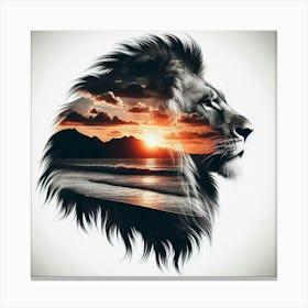 Lion and sunset coast 1 Canvas Print