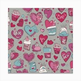 Valentine'S Day Seamless Pattern 1 Canvas Print