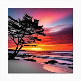 Lone Tree At Sunset 3 Canvas Print