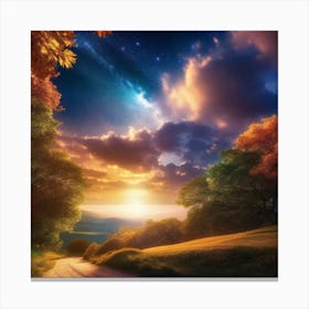 Sunset Over A Road Canvas Print