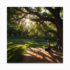 Meditating Under A Tree Canvas Print