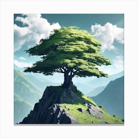 Tree On Top Of A Mountain Canvas Print