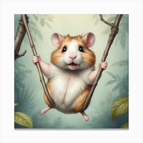 Hamster On Swing 1 Canvas Print