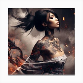 Asian Tattooed Woman 1 Canvas Print