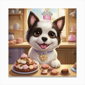 Princess Dog in Kitchen Canvas Print