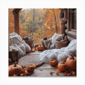 Front porch fall Canvas Print