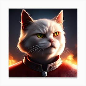 White Cat With Yellow Eyes Canvas Print