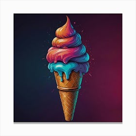T-shirt vector, [ICE CREAM] graphic, synthwave, vivid colors, detailed, high quality Canvas Print