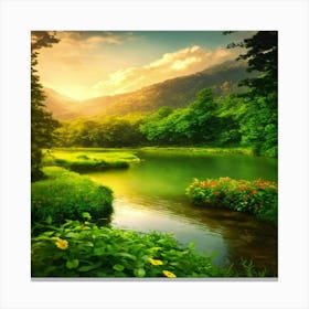 Sunrise In The Forest Canvas Print