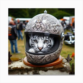 White Tiger Helmet Canvas Print