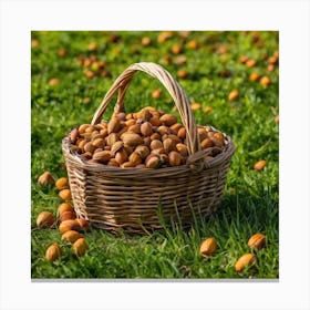 Basket Of Nuts Canvas Print