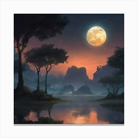 Full Moon In The Forest Canvas Print