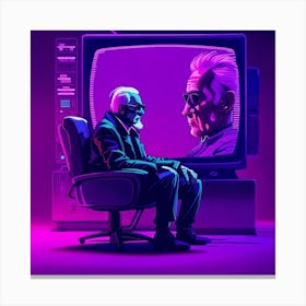 The Architect of the Matrix (Old Man On Screen) Canvas Print