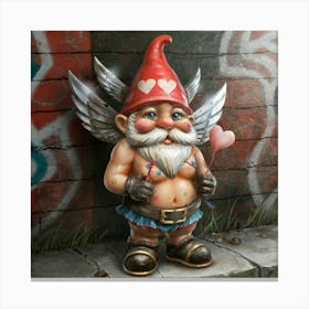 Cupid Gnome With Hart Arrow Canvas Print