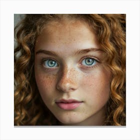 Portrait Of A Girl With Freckles 2 Canvas Print