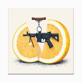 Orange Slice With Gun Canvas Print