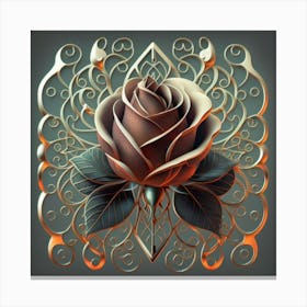 Stylized and intricate geometric black rose 10 Canvas Print