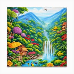 Waterfall In The Jungle 6 Canvas Print