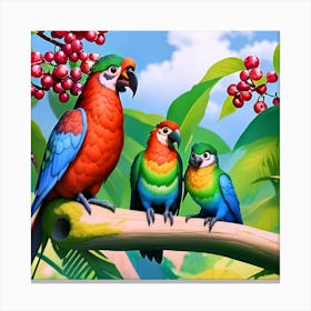 Parrots In The Forest 1 Canvas Print