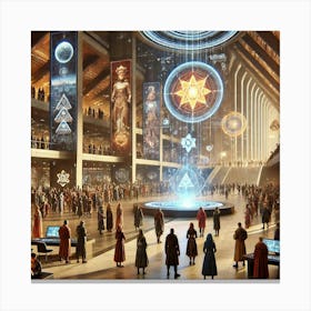 Promoting Unity Shared Traditions Futuristic Canvas Print