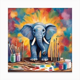 Elephant Artist Canvas Print