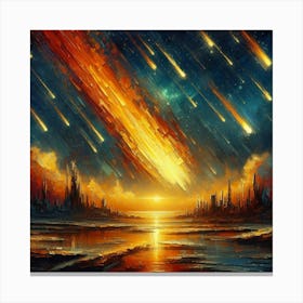 Spaceships And Meteors Canvas Print