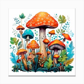 Mushrooms In The Forest 66 Canvas Print