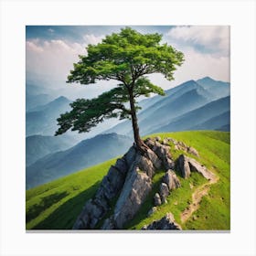 Lone Tree On Top Of Mountain 39 Canvas Print