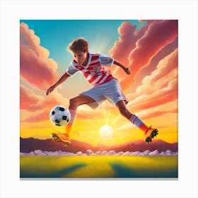 Soccer Player Kicking A Soccer Ball Canvas Print